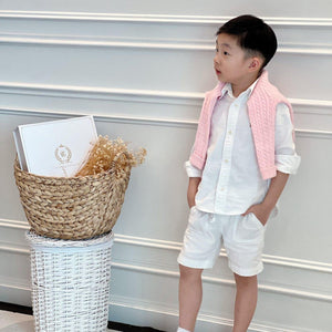 Count & Countess Organic Cotton Cable-Knit Baby Cardigan - Pink