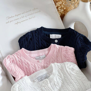 Count & Countess Organic Cotton Cable-Knit Baby Cardigan - Pink