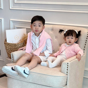 Count & Countess Organic Cotton Cable-Knit Baby Cardigan - Pink