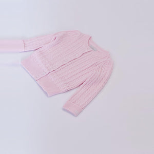 Count & Countess Organic Cotton Cable-Knit Baby Cardigan - Pink