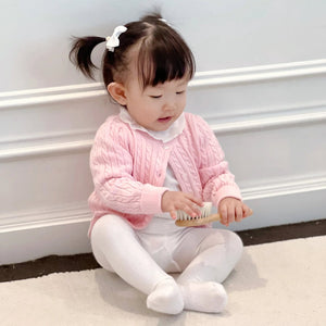Count & Countess Organic Cotton Cable-Knit Baby Cardigan - Pink