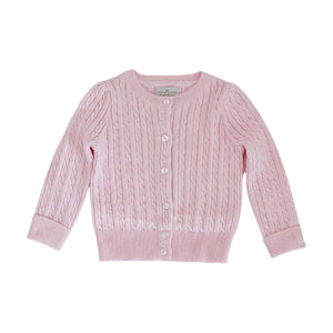 Count & Countess Organic Cotton Cable-Knit Cardigan in Pink