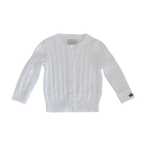 Count & Countess Organic Cotton Cable-Knit Cardigan in White