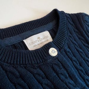 Count & Countess Organic Cotton Cable-Knit Cardigan - Navy