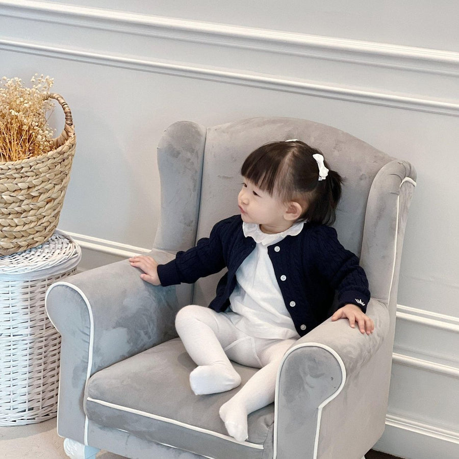 Count & Countess Organic Cotton Cable-Knit Cardigan - Navy