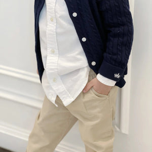 Count & Countess Organic Cotton Cable-Knit Cardigan - Navy