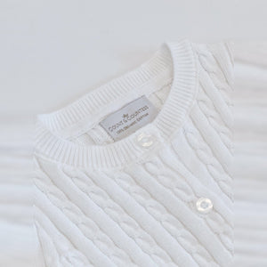 Count & Countess Organic Cotton Cable-Knit Cardigan - White