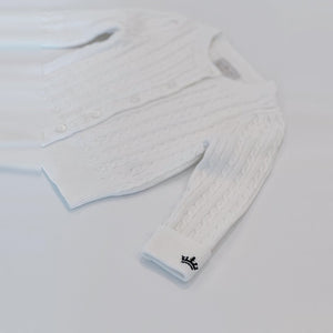 Count & Countess Organic Cotton Cable-Knit Cardigan - White
