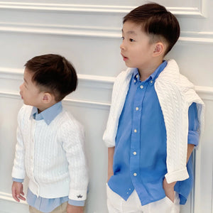 Count & Countess Organic Cotton Cable-Knit Cardigan - White