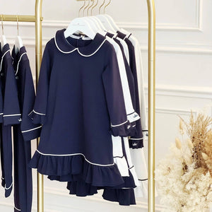 Count & Countess Pima Cotton Girl's Sleep Dress - Urban Navy