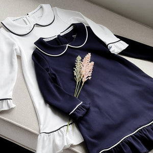 Count & Countess Pima Cotton Girl's Sleep Dress - Urban Navy