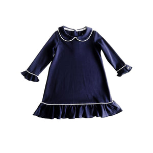 Count & Countess Pima Cotton Girl's Sleep Dress - Urban Navy