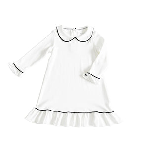 Count & Countess Pima Cotton Girl's Sleep Dress in Classic White