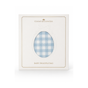 Count & Countess Baby Swaddle Bag gift box, Baby Blue Gingham