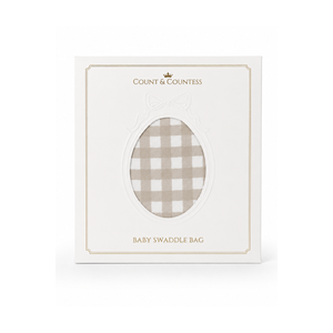 Count & Countess Baby Swaddle Bag gift box, Oat Gingham