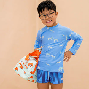 Kids Thermal Lunch Bag in Croissant Print with Orange Strap