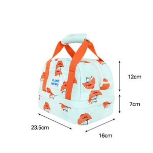 Kids Thermal Lunch Bag in Croissant Print with Orange Strap