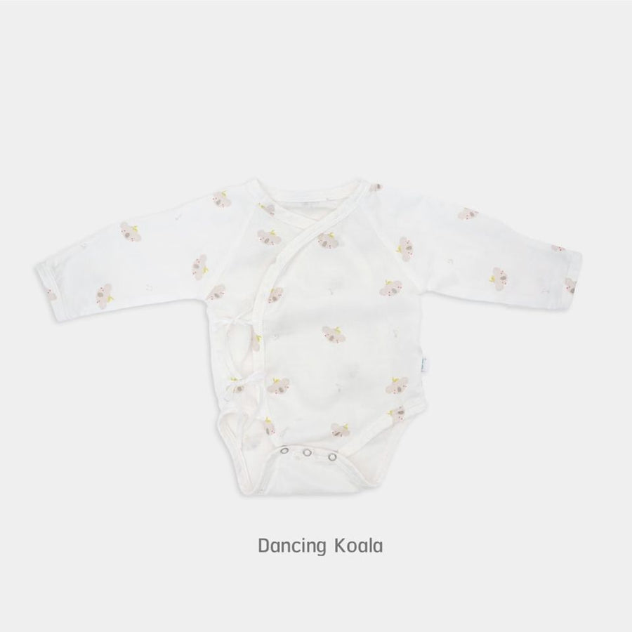Granny Ben TENCEL muslin baby bodysuit in the Dancing Koala print