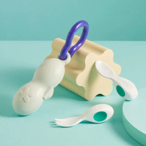 Doddl Baby Cutlery Set (Fork, Spoon & Case) - Aqua