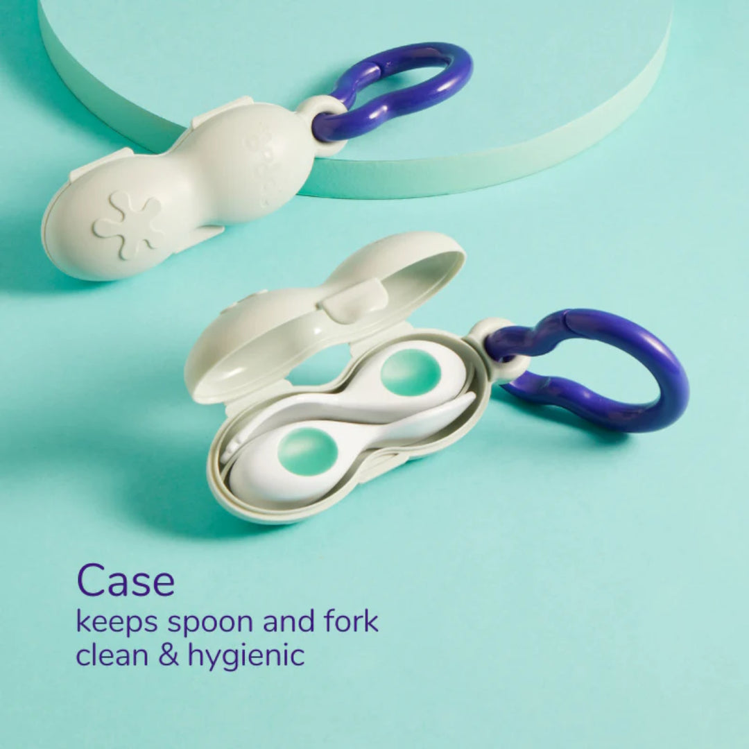 Doddl Baby Cutlery Set (Fork, Spoon & Case) - Aqua