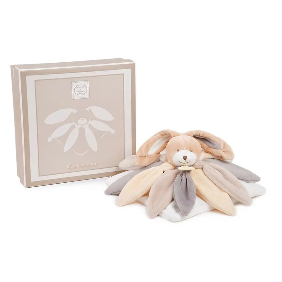Doudou et Compagnie Collector petal rabbit comforter in taupe, 28 cm