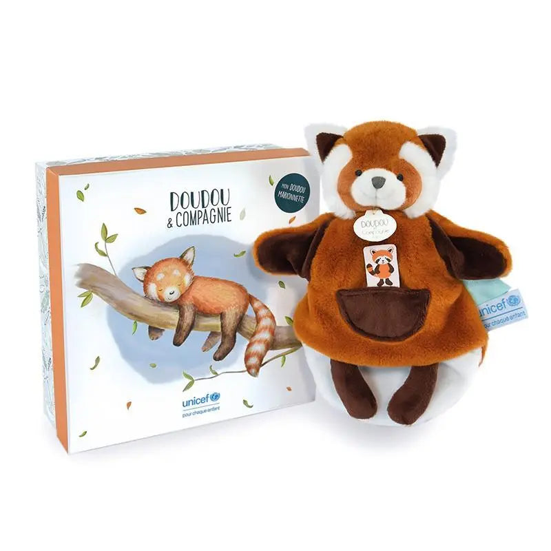 Doudou et Compagnie red panda hand puppet comforter, 25 cm, UNICEF edition