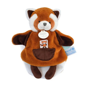 Red panda hand puppet with UNICEF gift box