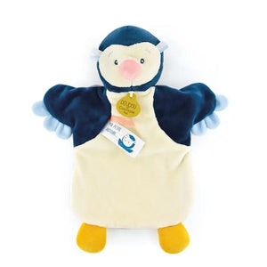 Doudou et Compagnie penguin hand puppet comforter, 25 cm