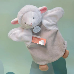 Lamb hand puppet, soft grey and white