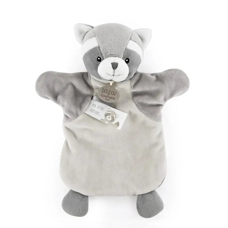 Doudou et Compagnie raccoon hand puppet comforter, 25 cm