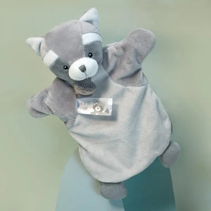 Grey raccoon hand puppet