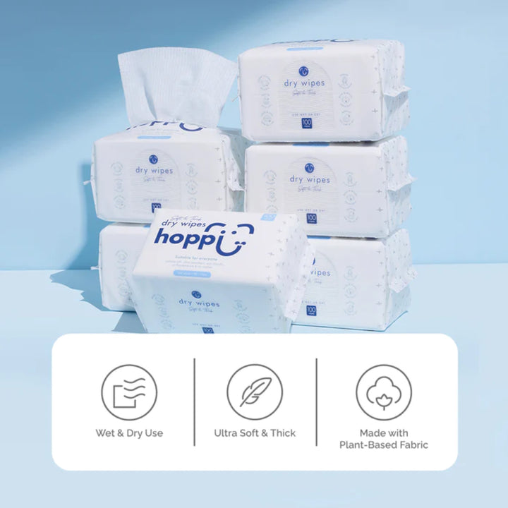 Hoppi Dry Wipes (100 wipes)