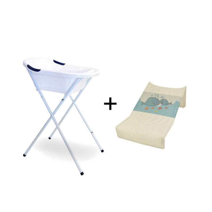 Babyhood Ergo Bath Tub and Stand + Bath Support (White Whale)