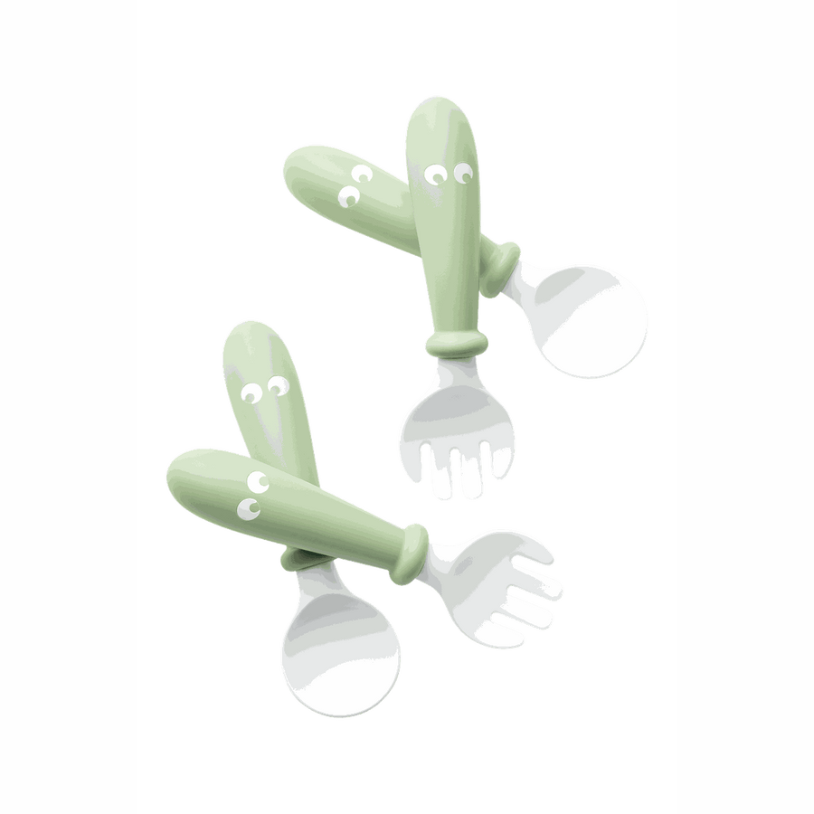 BabyBjörn Baby Spoon and Fork, 4 pcs, Powder Green