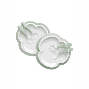 BabyBjörn Baby Plate, Spoon and Fork, 2 sets, Powder Green