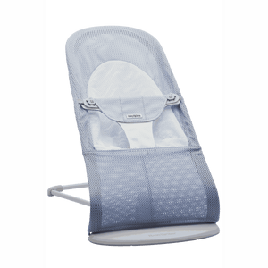 BabyBjörn Bouncer Balance Soft in pearly sky blue and white 3D mesh with a light grey frame