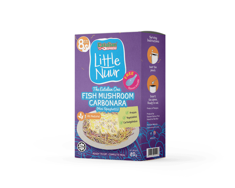 Little Nuur Pasta Fish Mushroom Carbonara mini spaghetti 80g, 8m+