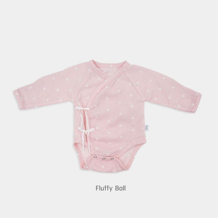 Granny Ben TENCEL muslin baby bodysuit in the Fluffy Ball print