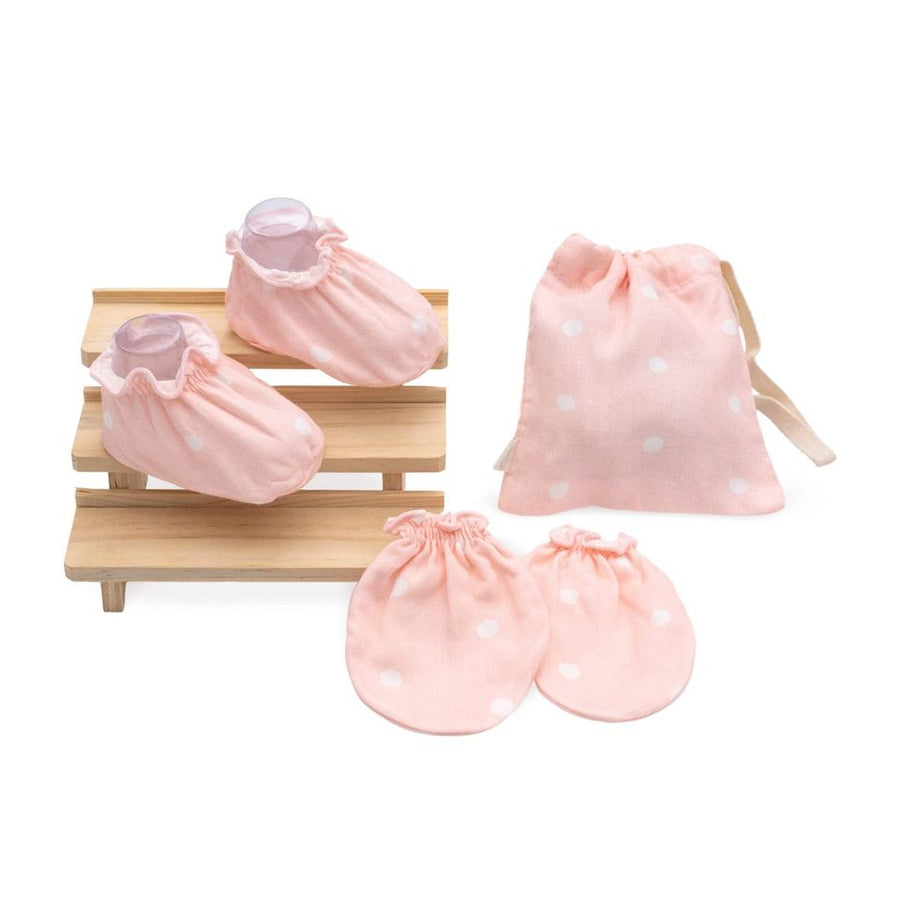 Granny Ben TENCEL muslin baby mittens and socks set in the Fluffy Ball print