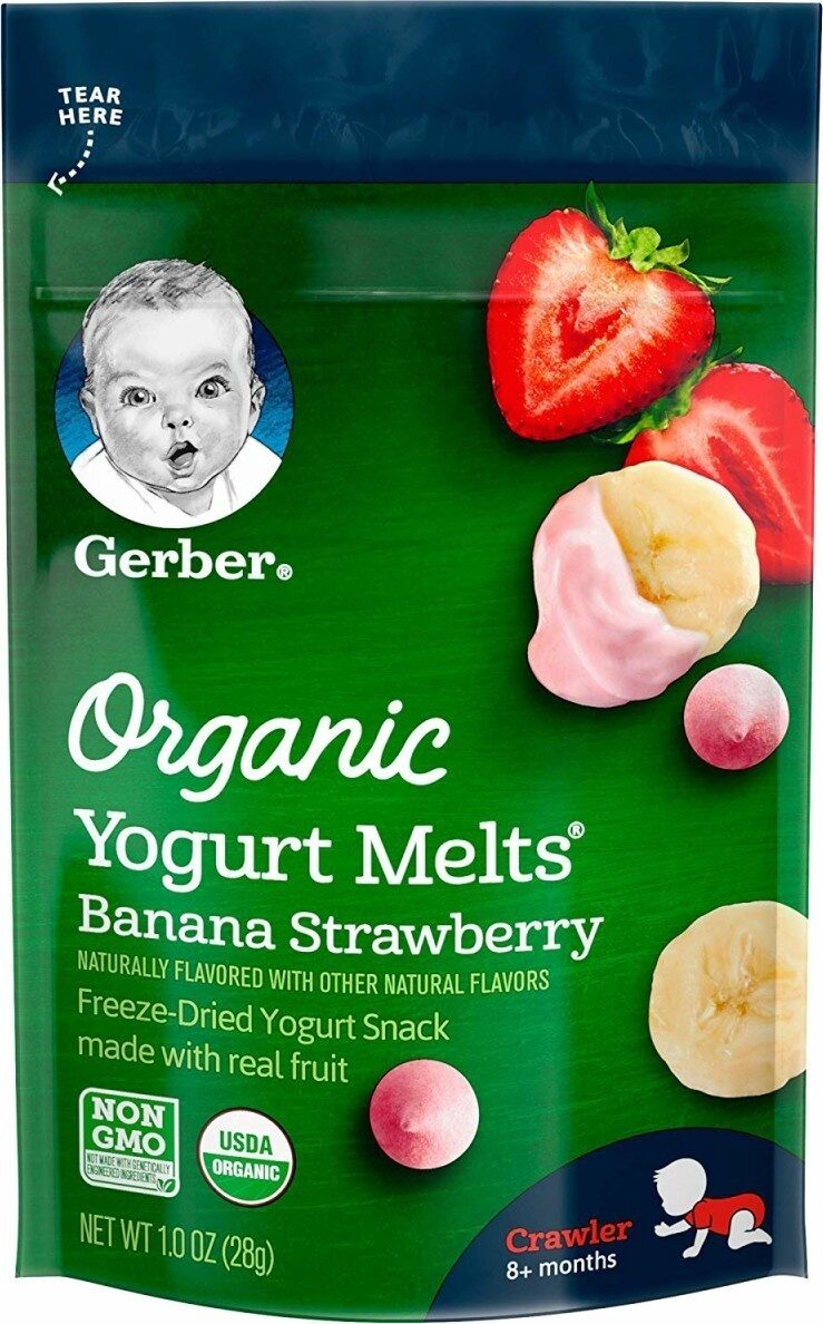 Gerber Organic Yogurt Melts Banana Strawberry freeze-dried yogurt snack, 1 oz pouch