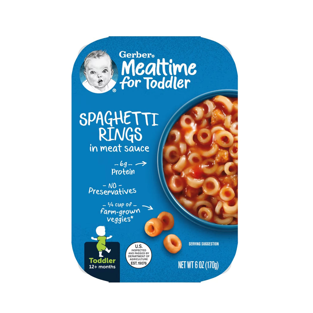 Gerber 100% Pear Juice + Gerber Spaghetti Rings in Meat Sauce x2