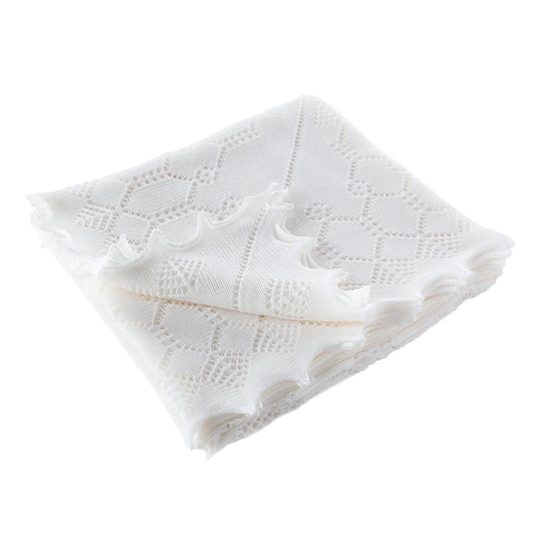 G.H. Hurt & Son Elegant Soft Wool Baby Shawl - Ivory White
