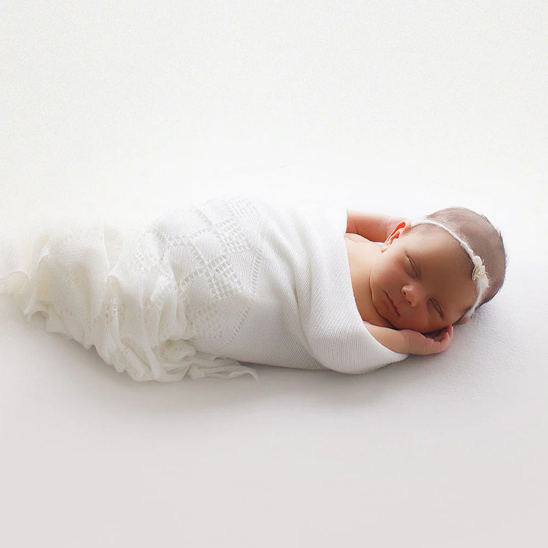 G.H. Hurt & Son Elegant Soft Wool Baby Shawl - Ivory White