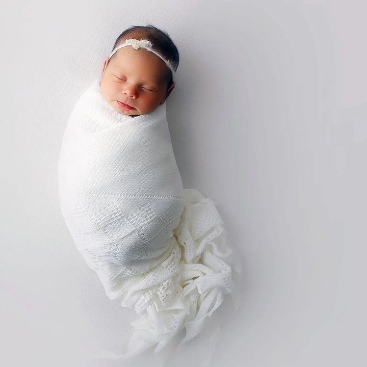 G.H. Hurt & Son Elegant Soft Wool Baby Shawl - Ivory White