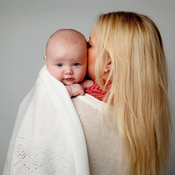 G.H. Hurt & Son Elegant Soft Wool Baby Shawl - Ivory White