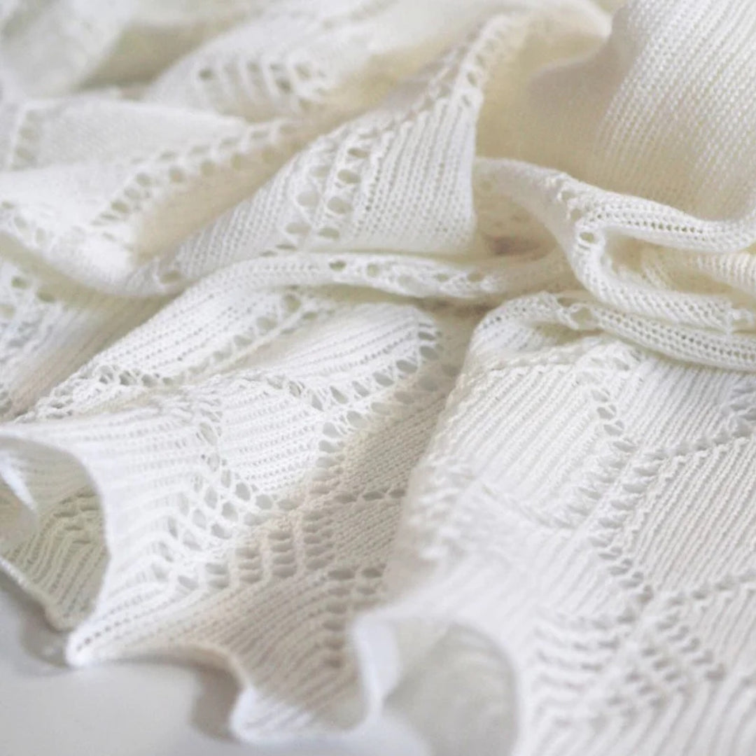 G.H. Hurt & Son Elegant Soft Wool Baby Shawl - Ivory White
