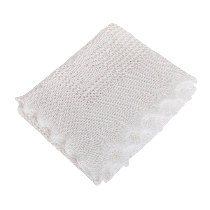 G.H. Hurt & Son Teddy Alphabet Baby Shawl - White