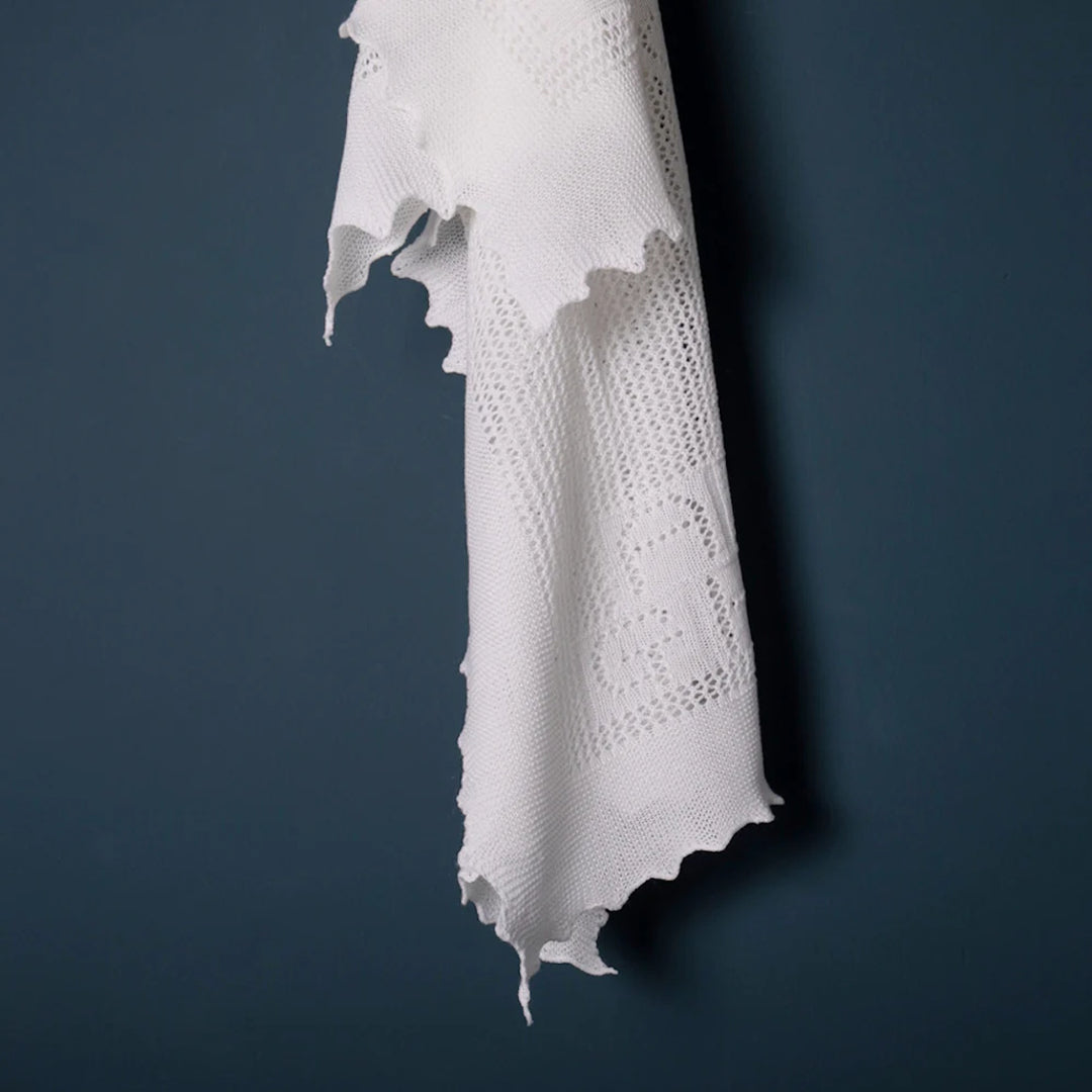 G.H. Hurt & Son Teddy Alphabet Baby Shawl - White