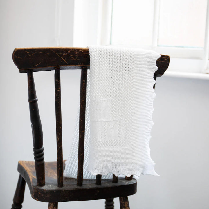 G.H. Hurt & Son Teddy Alphabet Baby Shawl - White