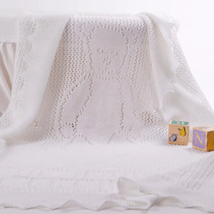 G.H. Hurt & Son Teddy Alphabet Baby Shawl - White